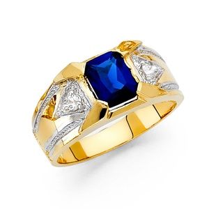 14K Two Tone Gold CZ Men's Ring